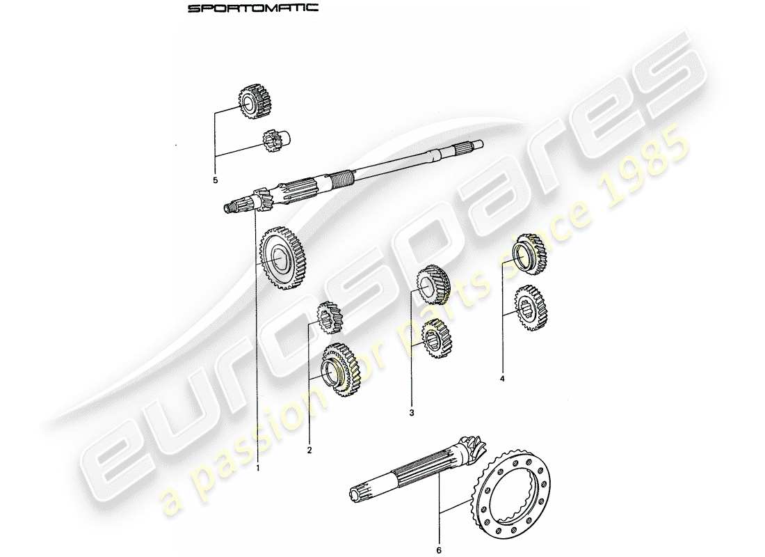 porsche 1976 (911) gear wheel sets part diagram