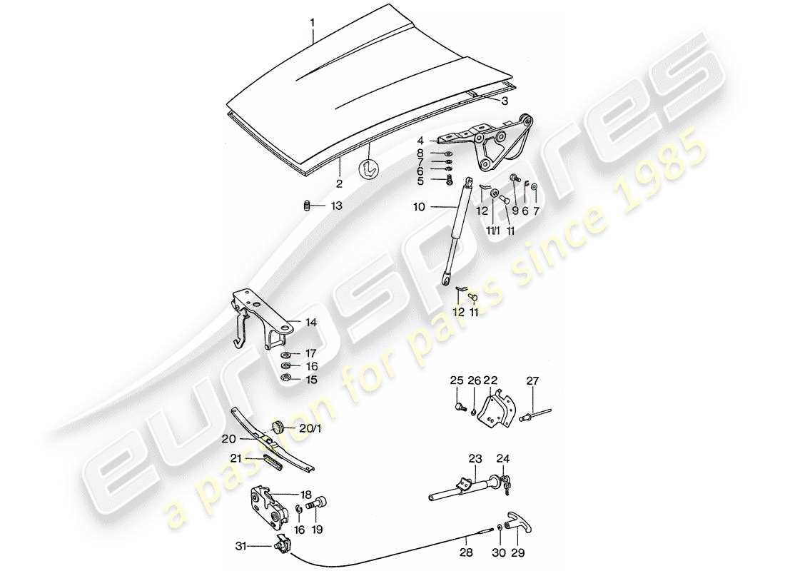 porsche 1976 (911) cover part diagram