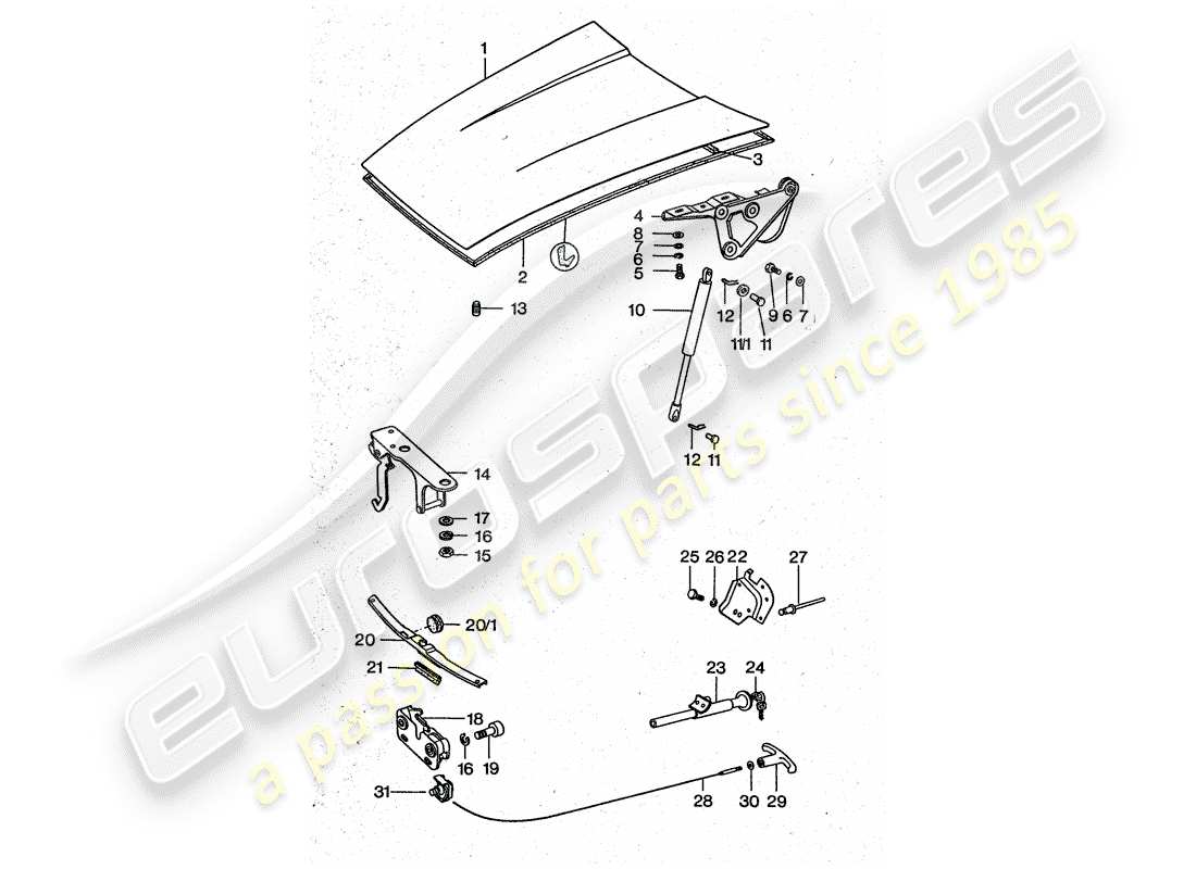 porsche 1976 (911 turbo) cover part diagram