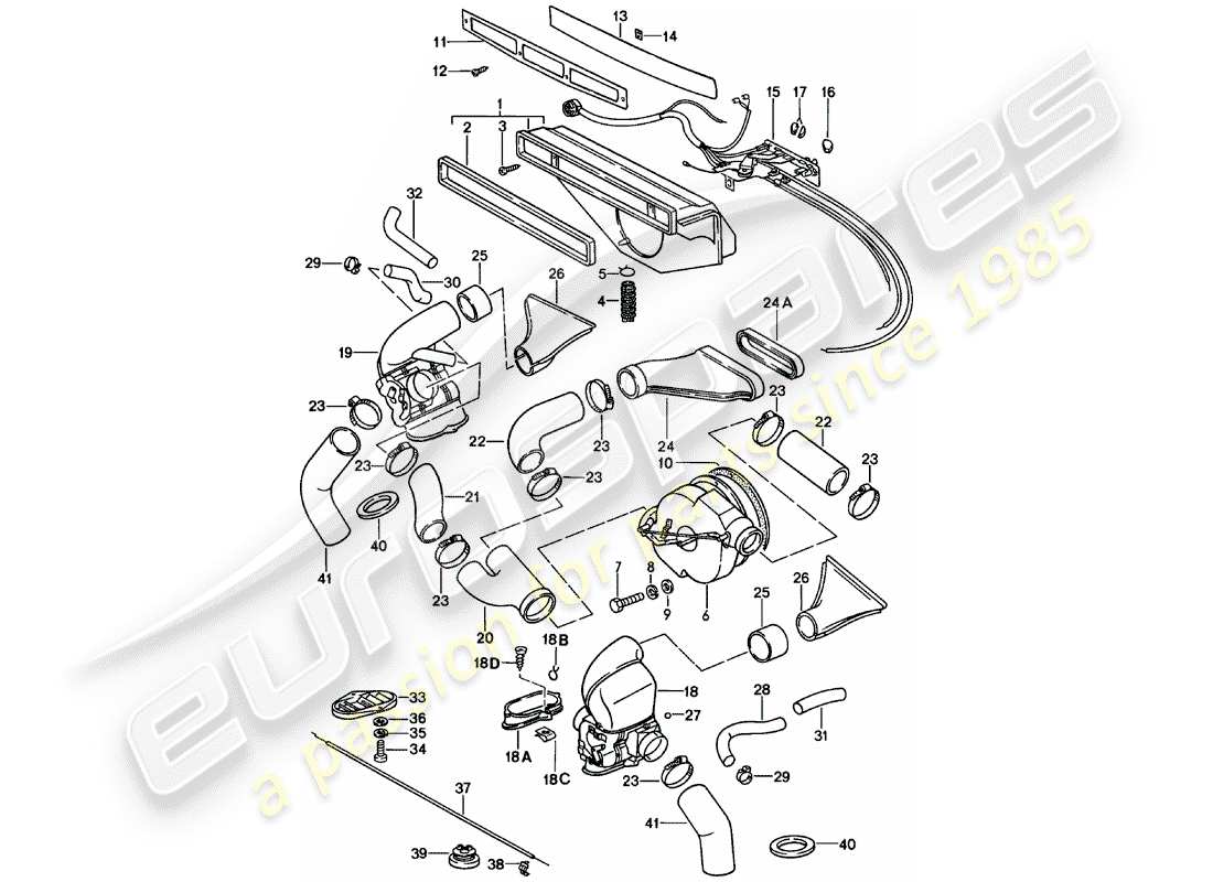 porsche 1981 (911) ventilation - heating system 1 part diagram