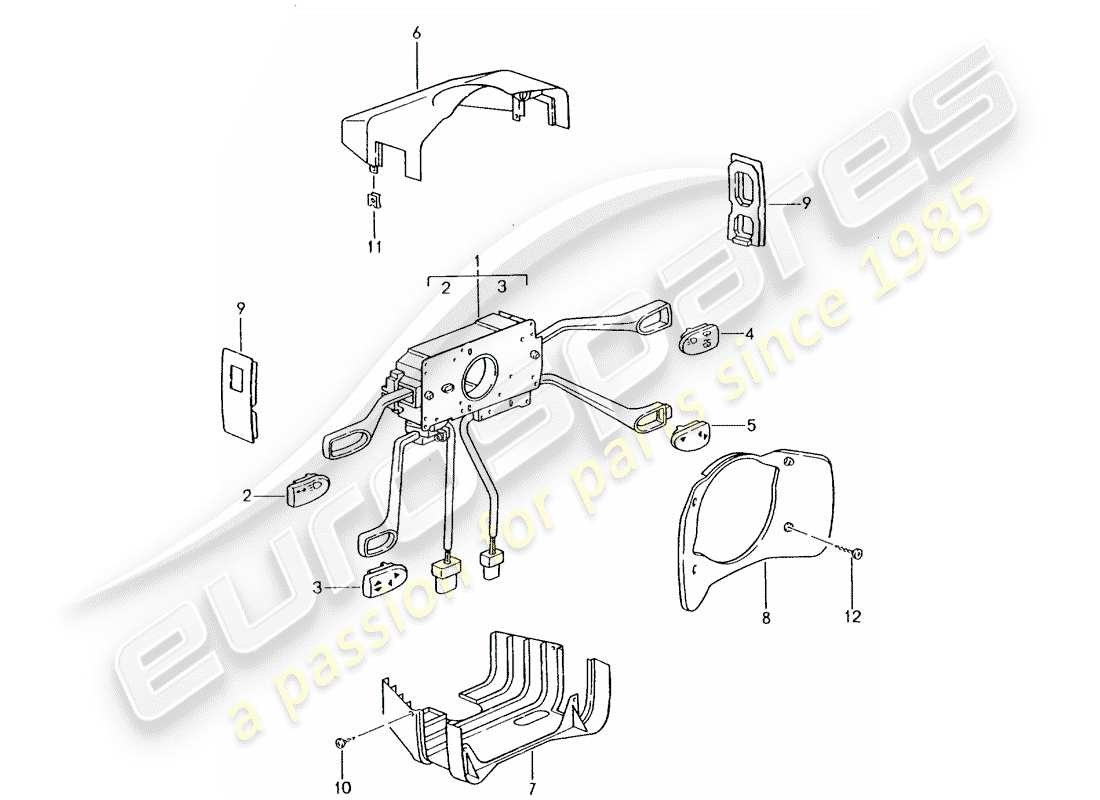 porsche 2004 (996 turbo / gt2) steering column switch part diagram
