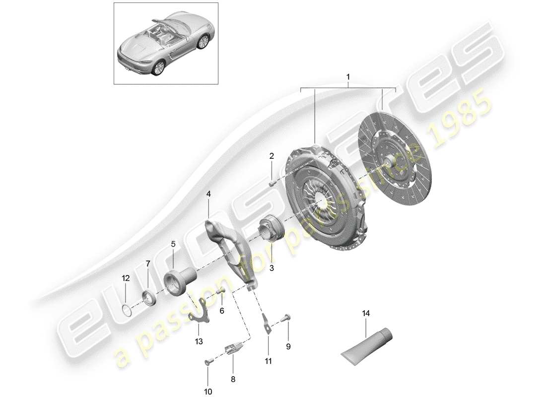 porsche 2018 (718 boxster) coupling parts diagram