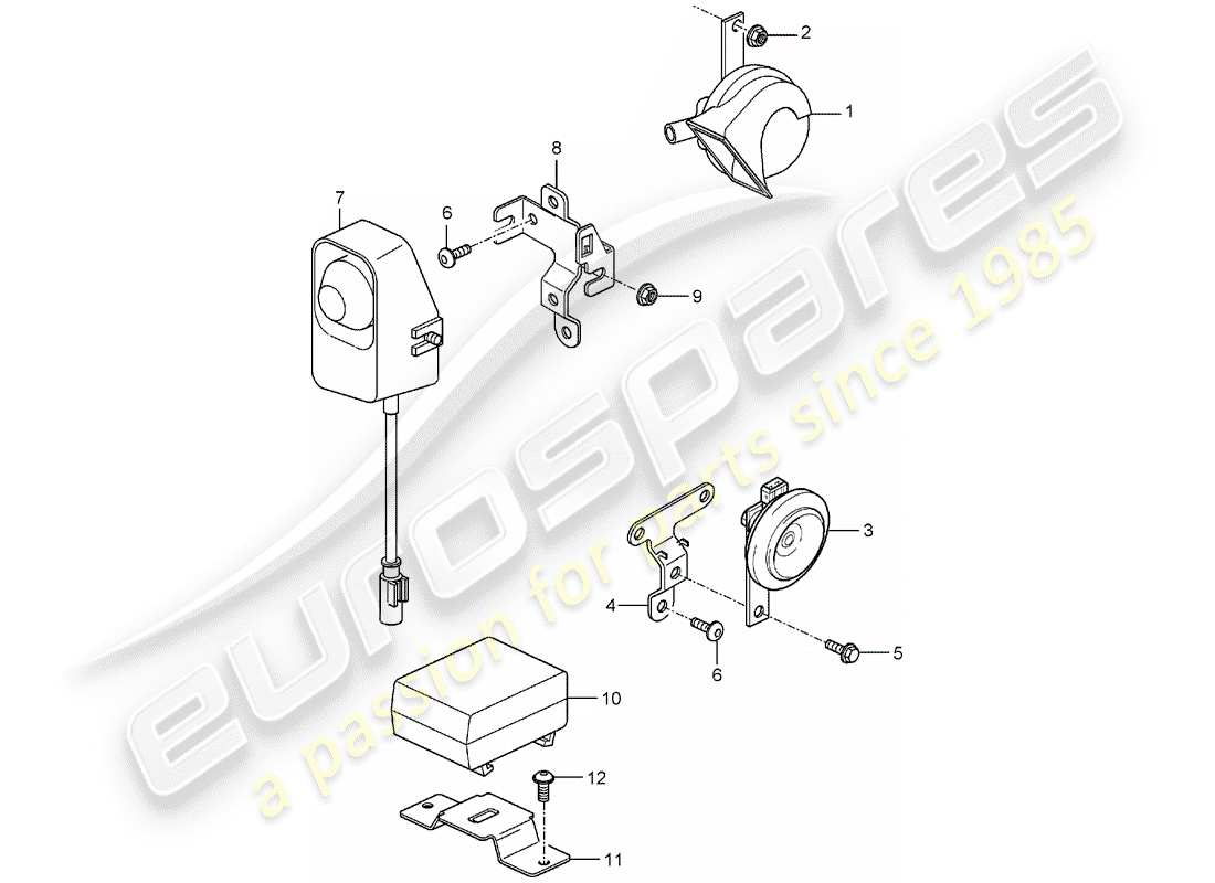 porsche 2004 (carrera gt) fanfare horn - horn - alarm system parts diagram