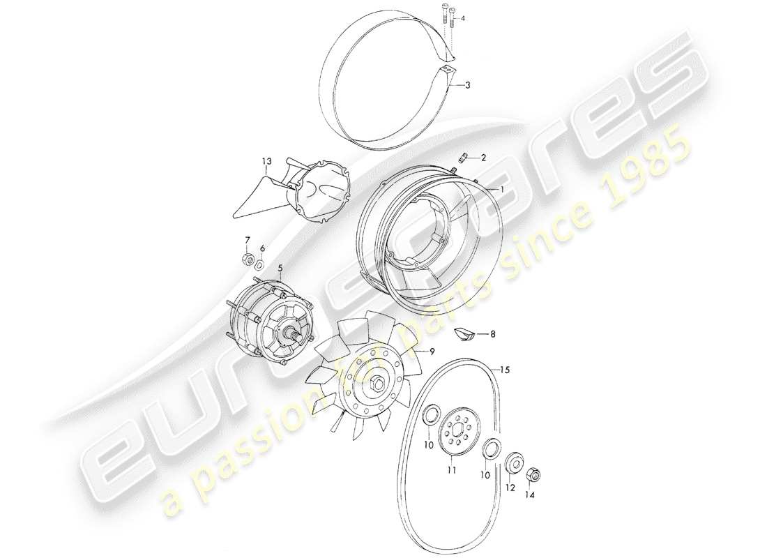 porsche 1971 (911) air cooling part diagram