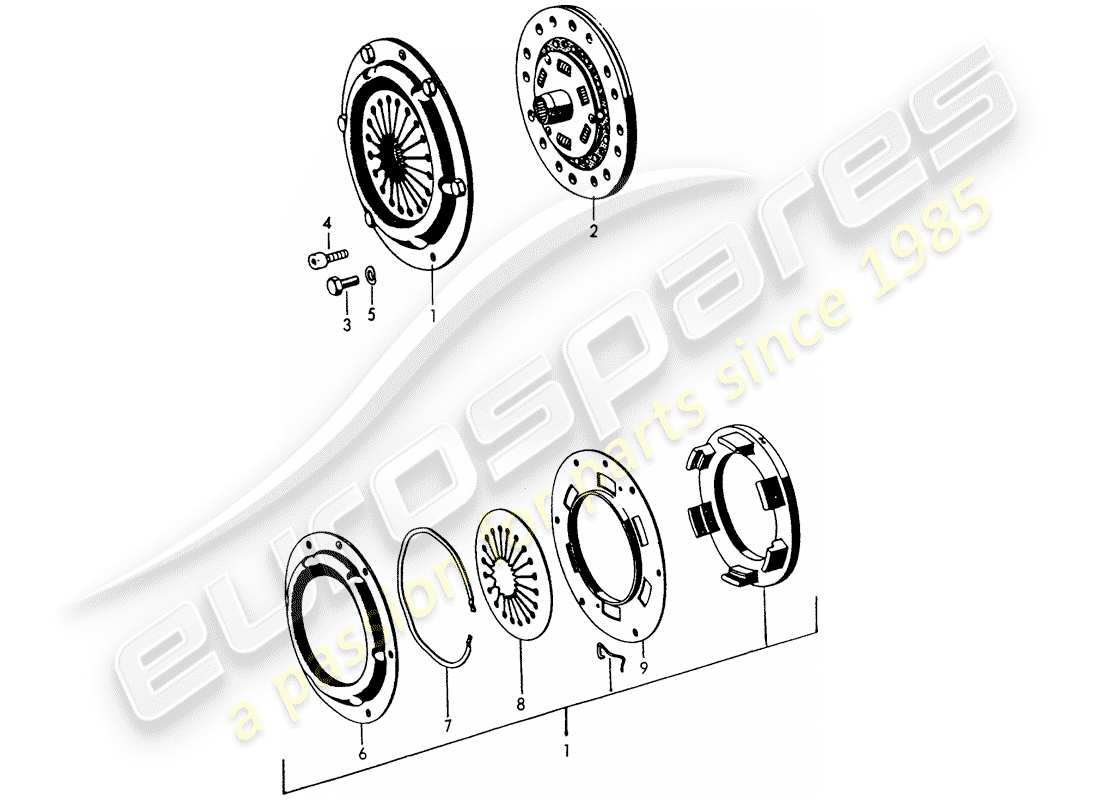 porsche 1963 (356b/356c) clutch part diagram