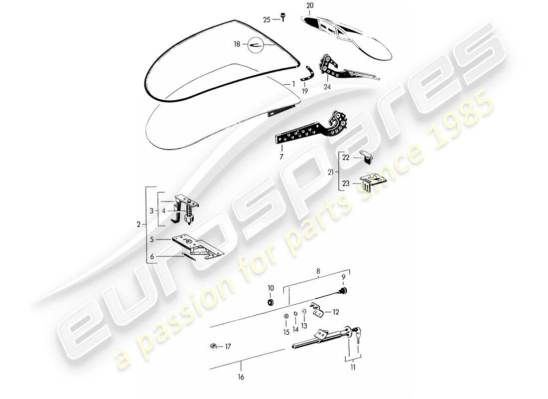 porsche 356/356a (1955) cover - - and - with installation parts - to fit use workshop material part diagram