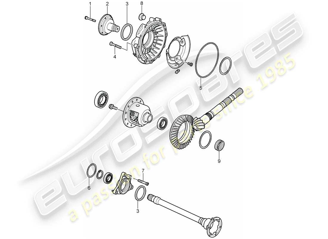 porsche 2001 (986 boxster) tiptronic -1999 differential 2000- differential housing parts diagram