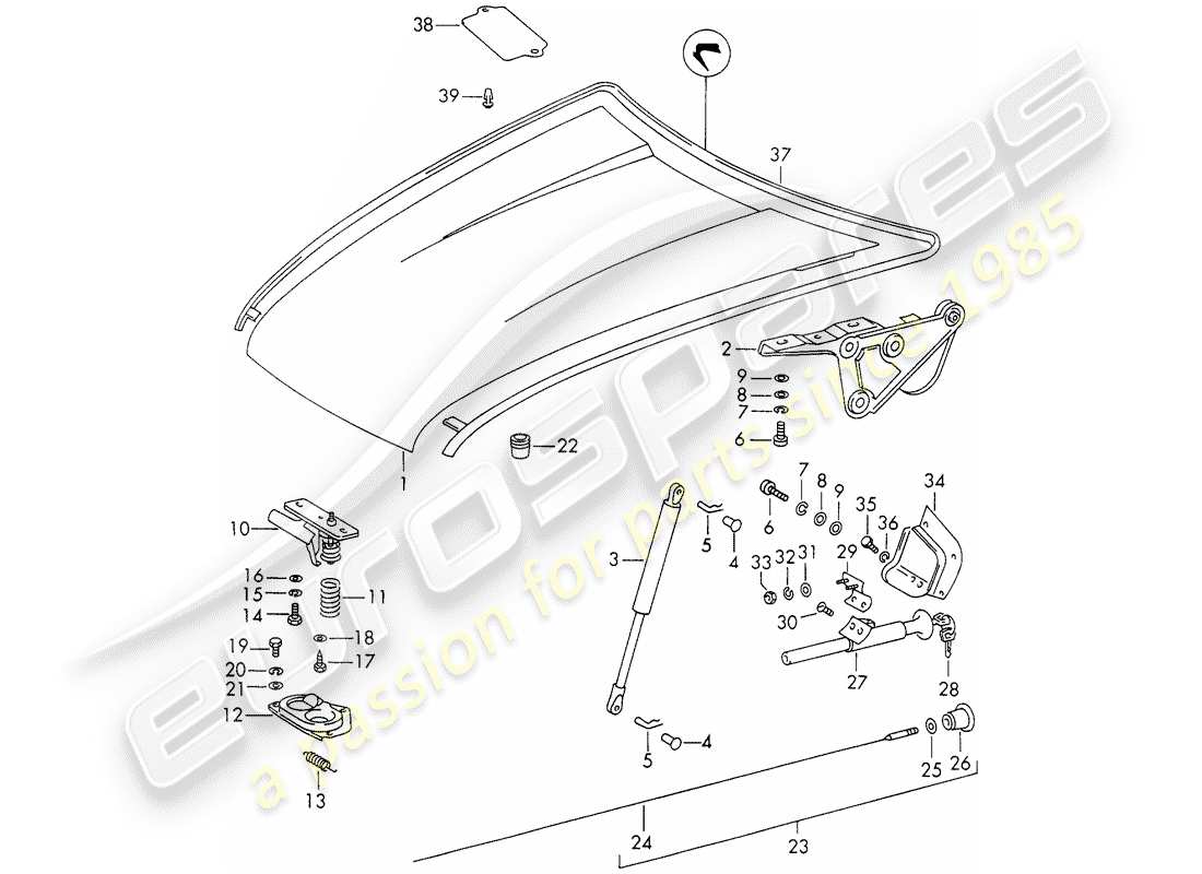 porsche 1970 (911) cover parts diagram