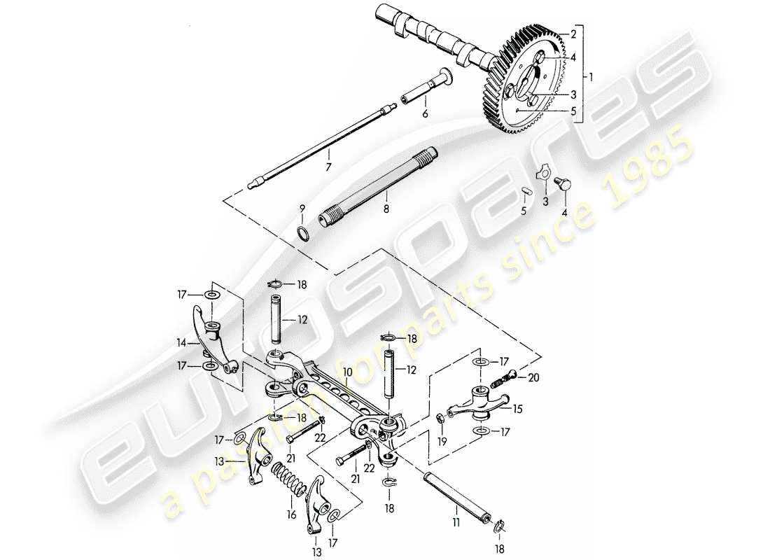 porsche 1957 (356/356a) camshaft - m 22 001 >> - m 50 101 >> - m 33 901 >> - m 41 001 >> - m 60 001 >> - m 80 001 >> part diagram