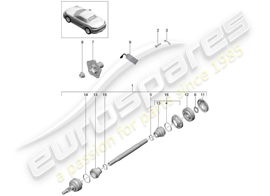 porsche 2019 (718 boxster) drive shaft wheel hub parts diagram