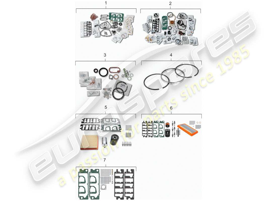 porsche 1986 (911) gasket set - repair kit - maintenance set part diagram
