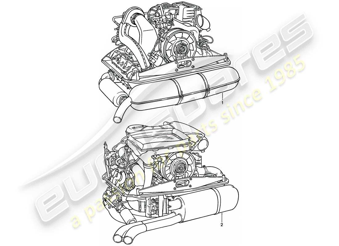 porsche 1988 (911) replacement engine - ready for installation part diagram