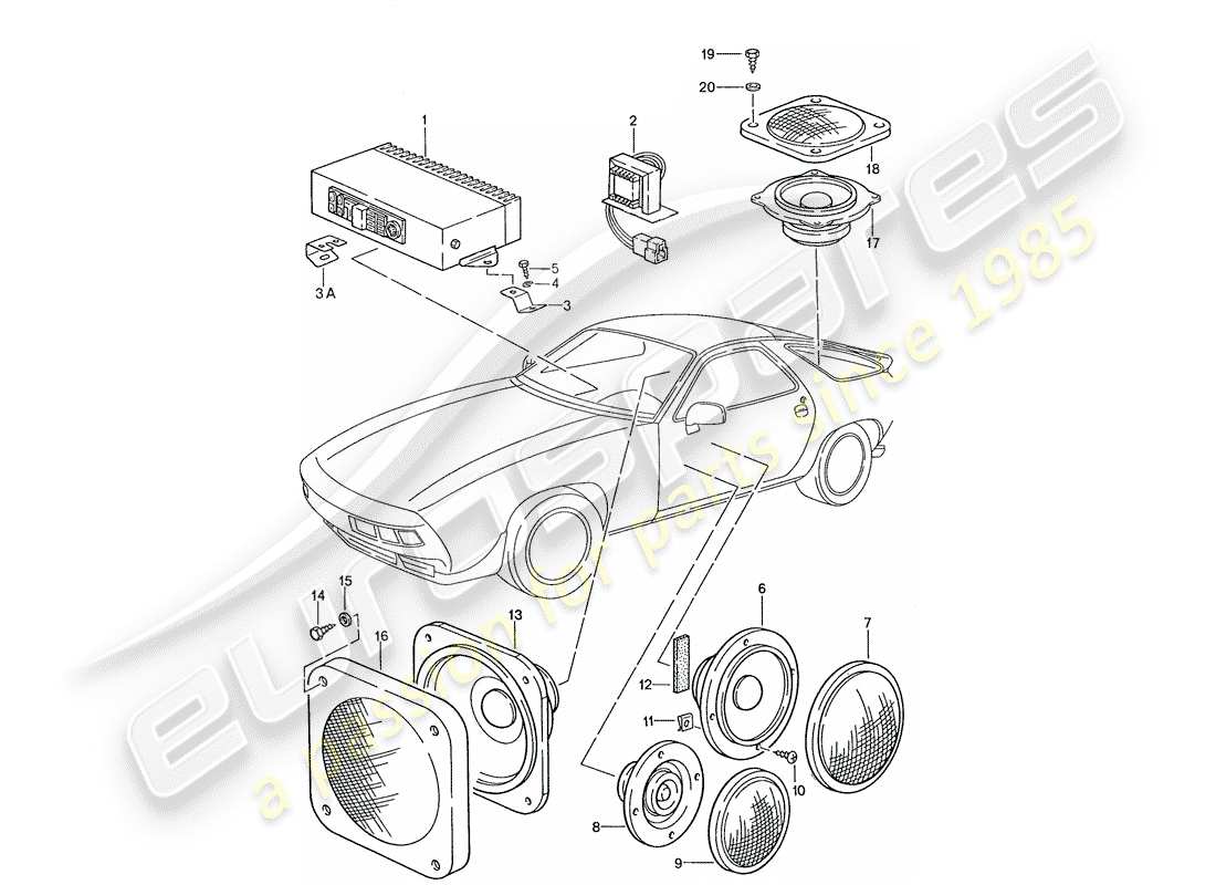 porsche 1989 (928) amplifier - loudspeaker - d >> - mj 1988 parts diagram