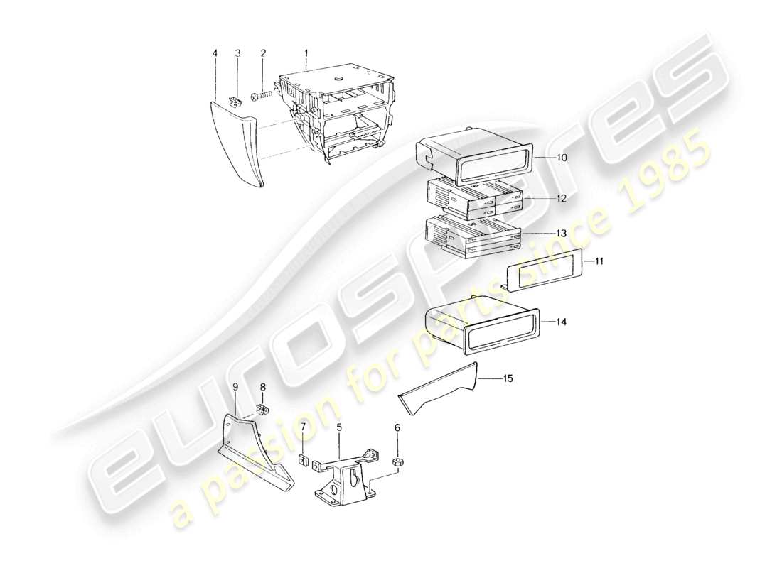 porsche 1997 (986 boxster) centre console front part diagram