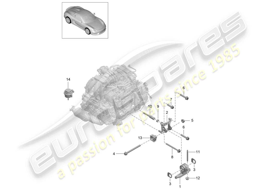 porsche 2016 (981 boxster spyder) engine lifting tackle parts diagram