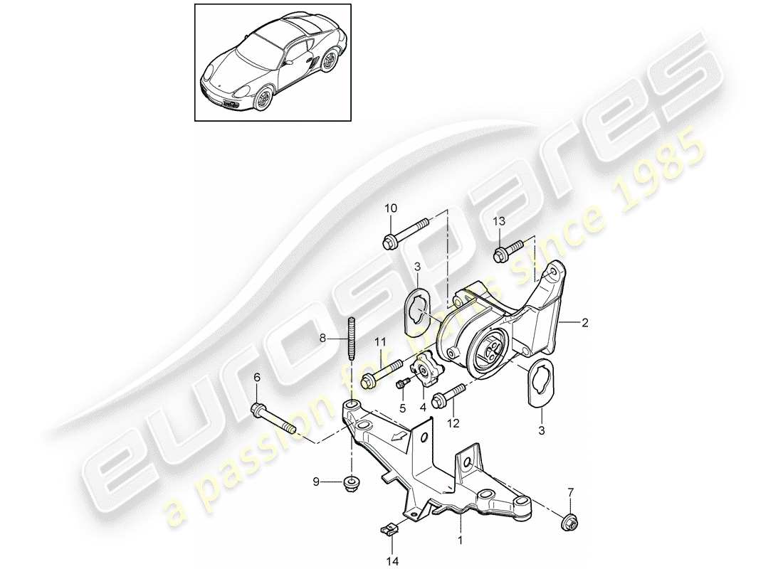 porsche 2010 (987 boxster) engine lifting tackle parts diagram