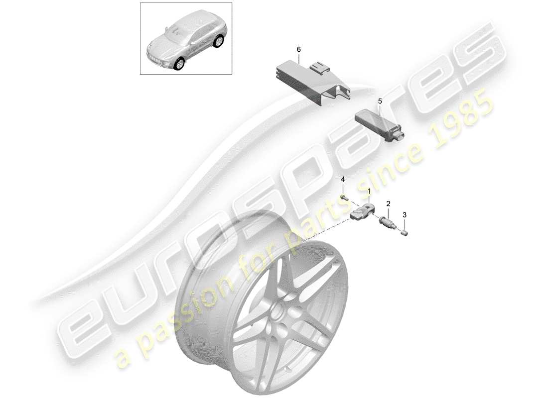 porsche 2018 (macan) tyre pressure control system part diagram