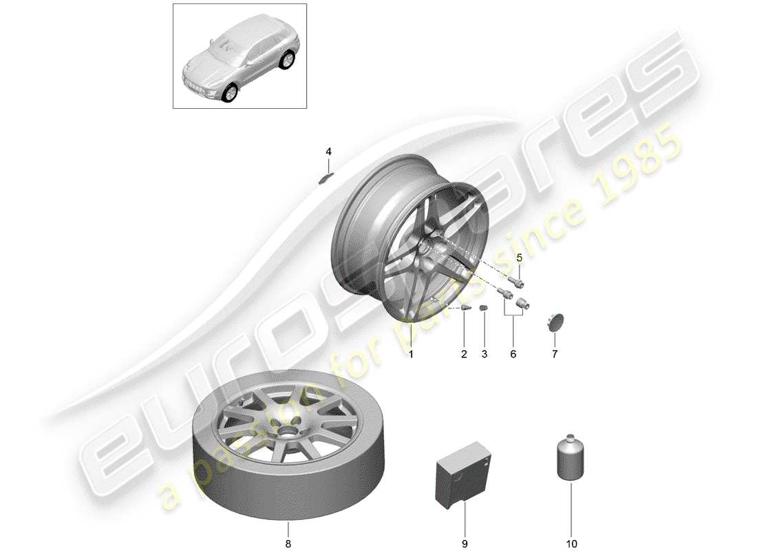 porsche macan (2017) wheels/tyres parts diagram