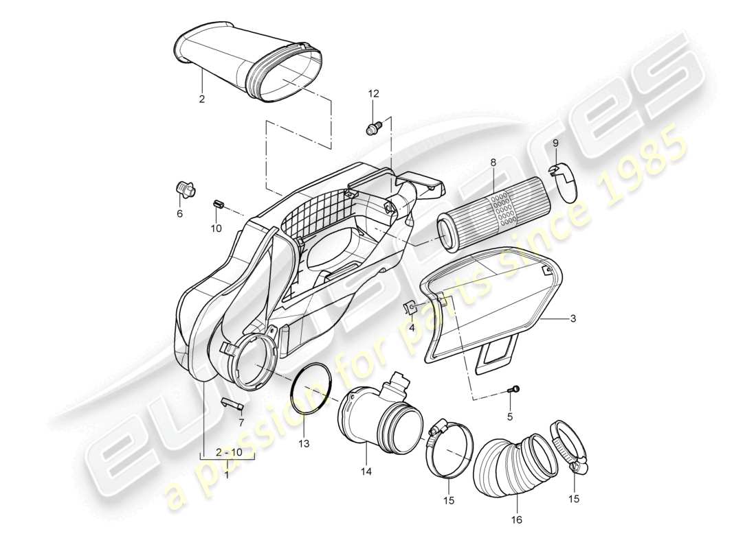 porsche 2007 (987 cayman) air filter part diagram