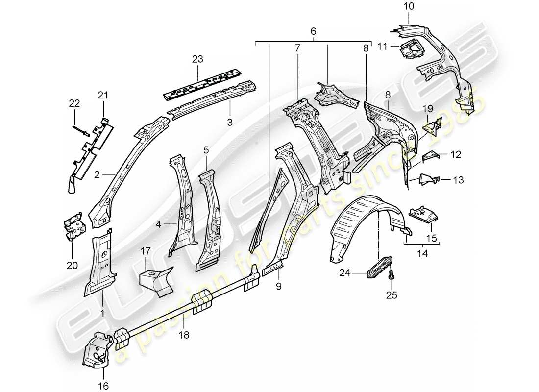porsche 2007 (cayenne e1 9pa) side part inner part diagram