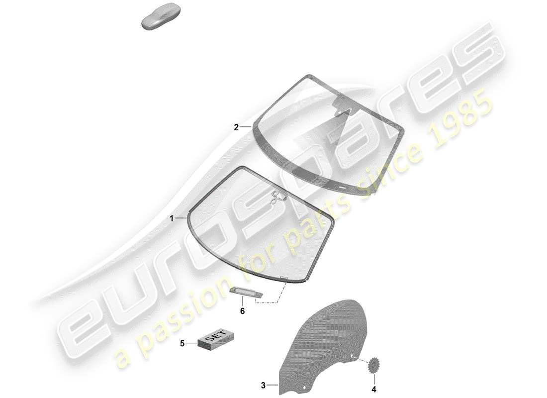 porsche 2020 (718 boxster spyder) windscreen side window parts diagram
