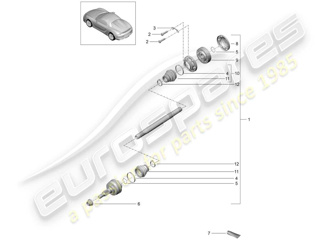 porsche 2016 (981 boxster spyder) drive shaft parts diagram
