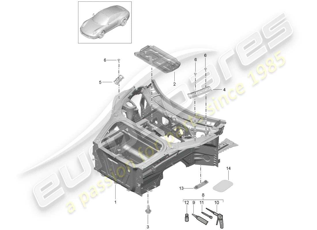 porsche 991 (2012) front end parts diagram