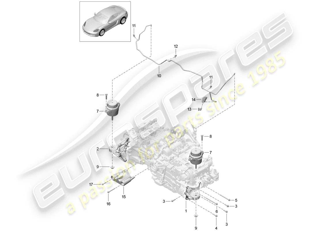 porsche 2018 (718 cayman) engine lifting tackle part diagram