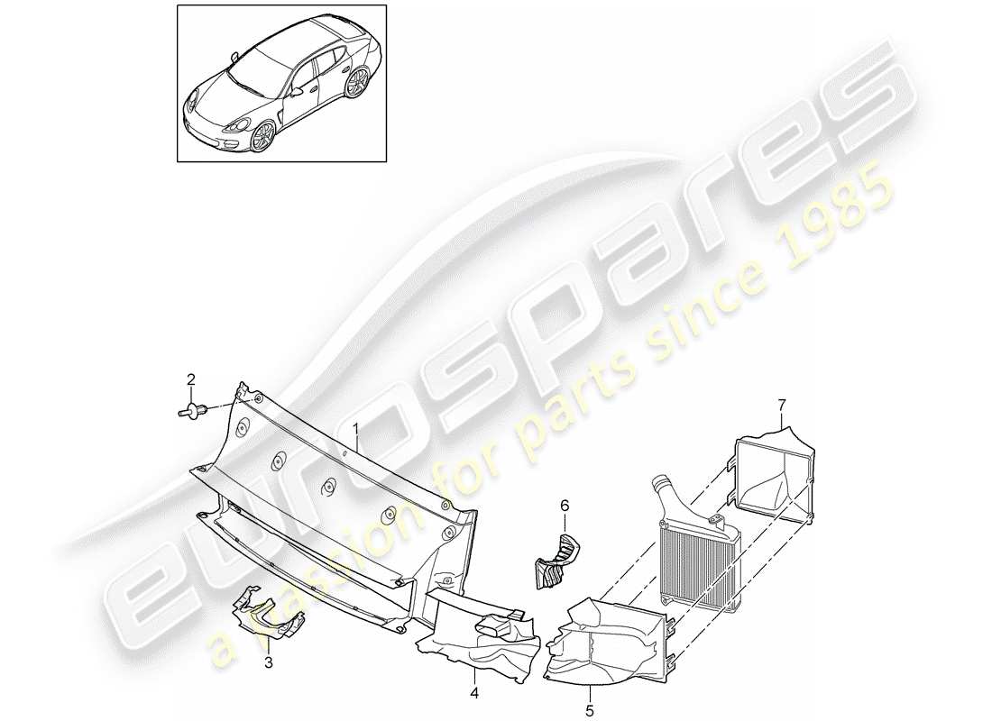 porsche 2016 (panamera 970) air guide coolant cooling system d - mj 2014>> parts diagram