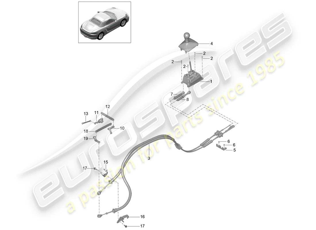 porsche 2020 (718 boxster) selector mechanism manual gearbox parts diagram