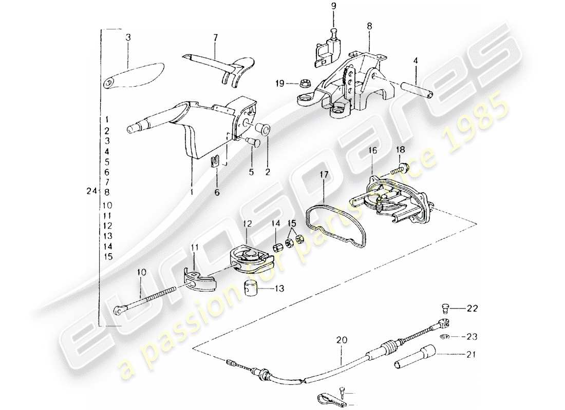 porsche 2000 (986 boxster) handbrake brake lever parts diagram
