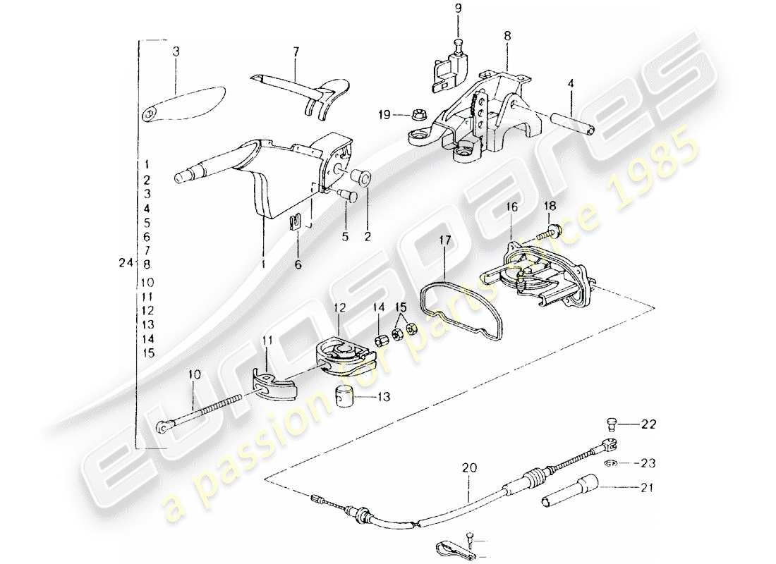 porsche boxster 986 (2000) handbrake - hand brake lever parts diagram