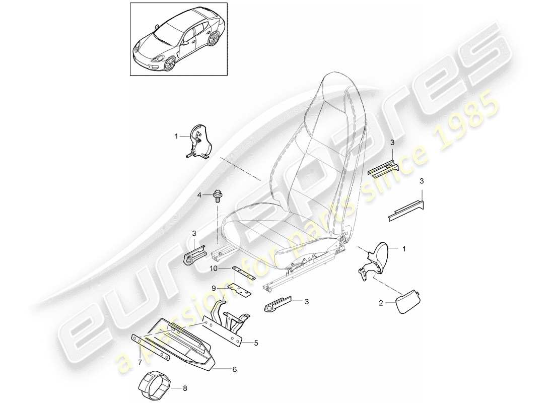 porsche 2016 (panamera 970) seat front (complete) no longer available comfort seat parts diagram