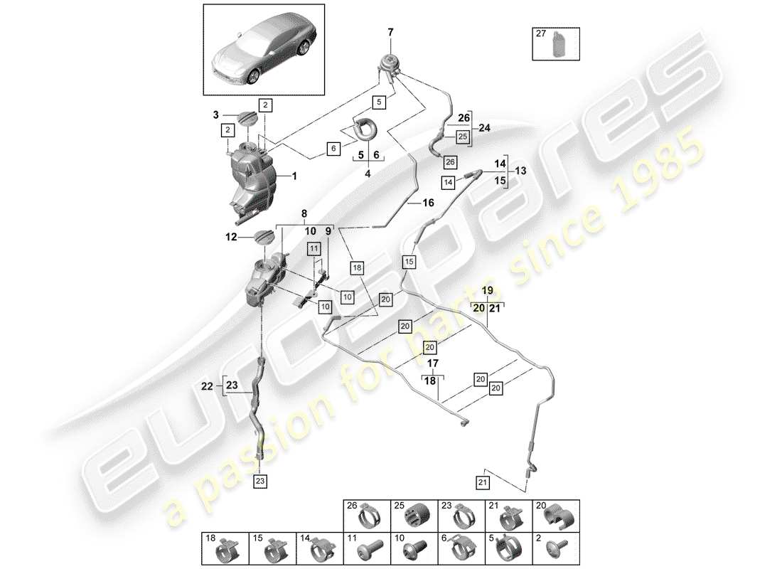 porsche 2018 (panamera 971-1) coolant cooling system for vehicles with hybrid drive part diagram