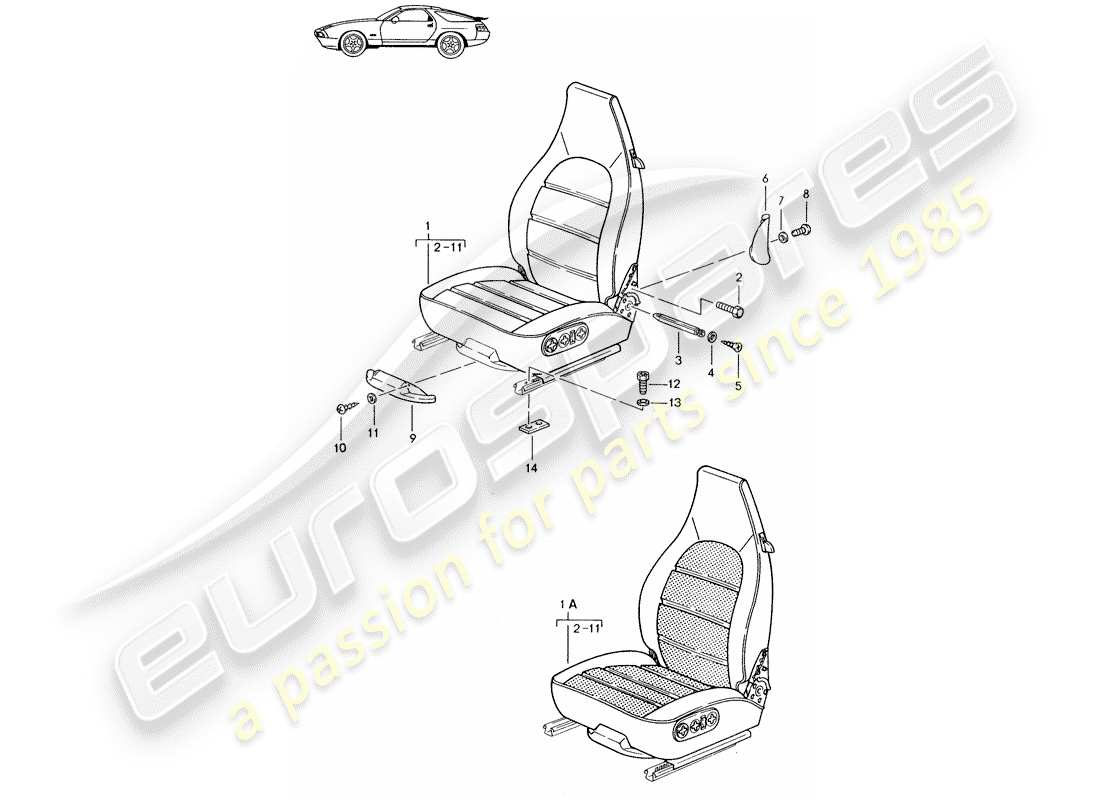 porsche seat 944/968/911/928 (1987) seat - complete - d - mj 1987>> parts diagram