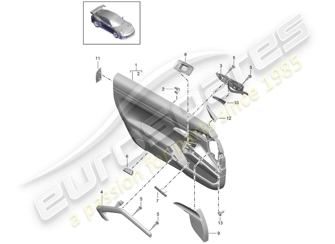 porsche 2015 (991-1 turbo) door panel gt2rs accessories leatherette part diagram