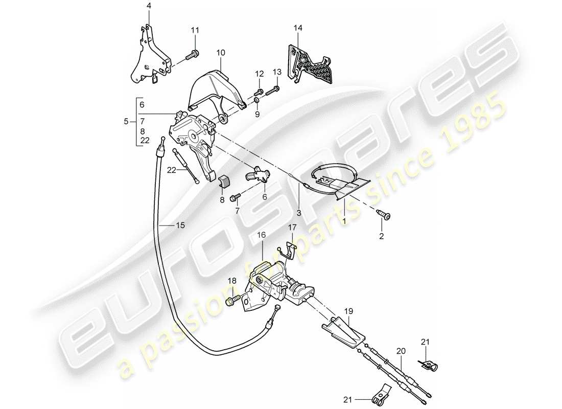 porsche 2007 (cayenne e1 9pa) foot operated parking brake actuator part diagram