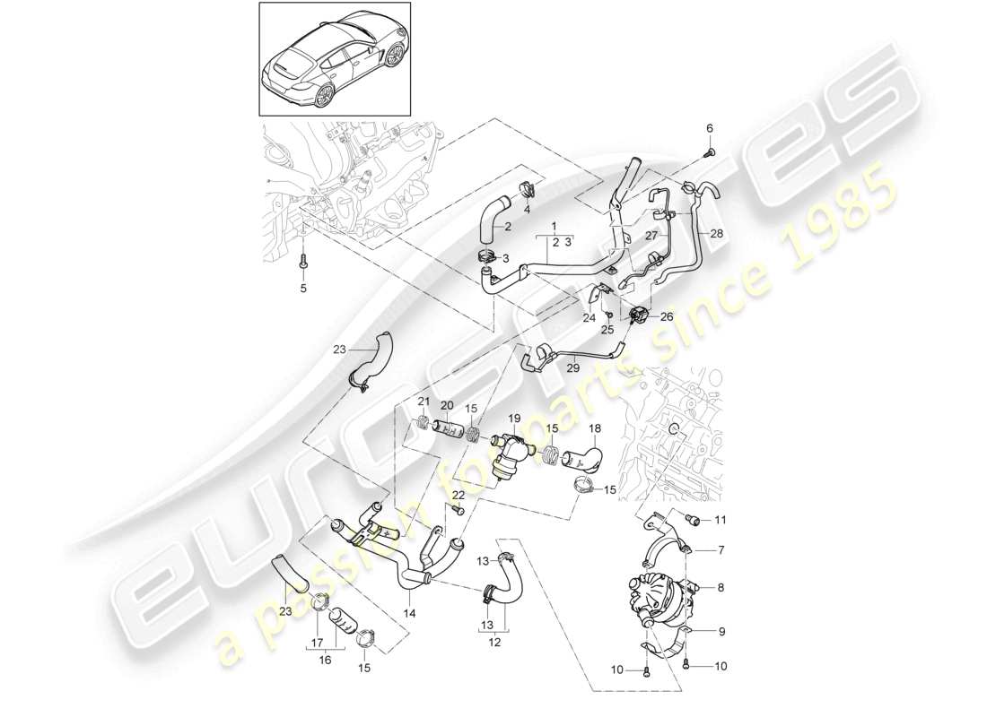 porsche 2016 (panamera 970) coolant cooling system additional coolant pump vacuum line d >>- mj 2013 parts diagram