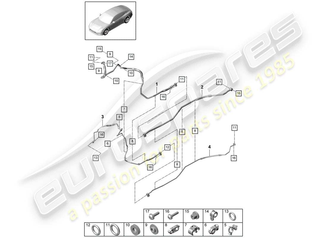 porsche 2019 (panamera 971-1) refrigerant circuit hybrid underbody evaporator part diagram