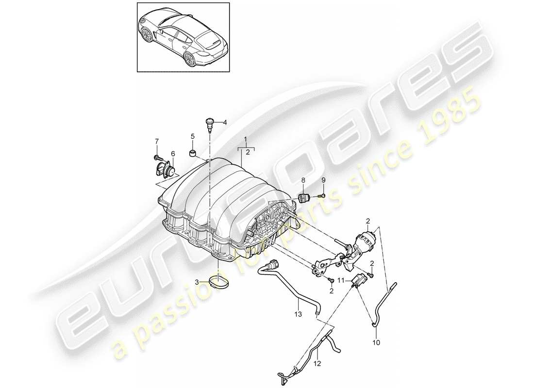porsche 2016 (panamera 970) intake air distributor parts diagram