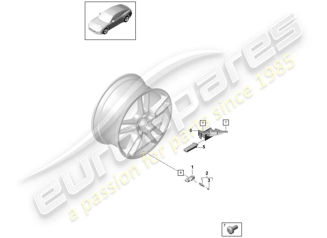 porsche 2018 (panamera 971-1) tyre pressure control system part diagram