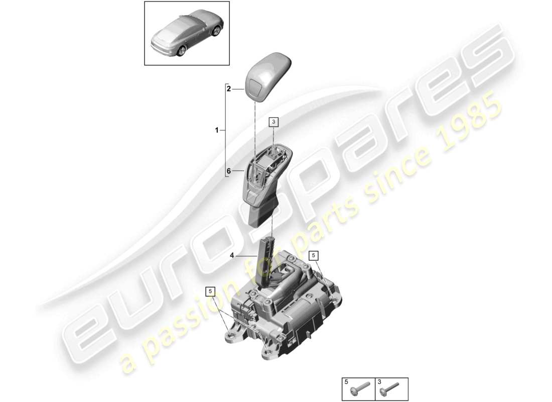 porsche 2017 (panamera 971-1) selector lever part diagram