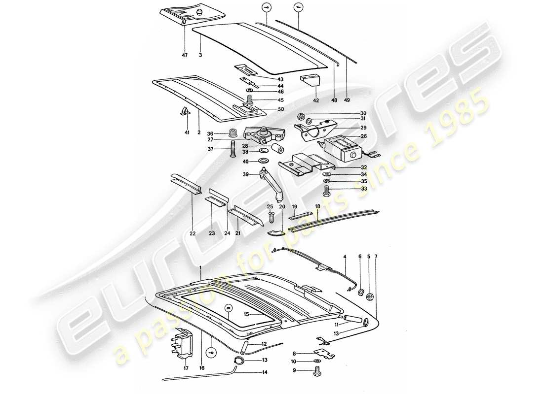porsche 1977 (911 turbo) sliding/tilting roof - electric part diagram