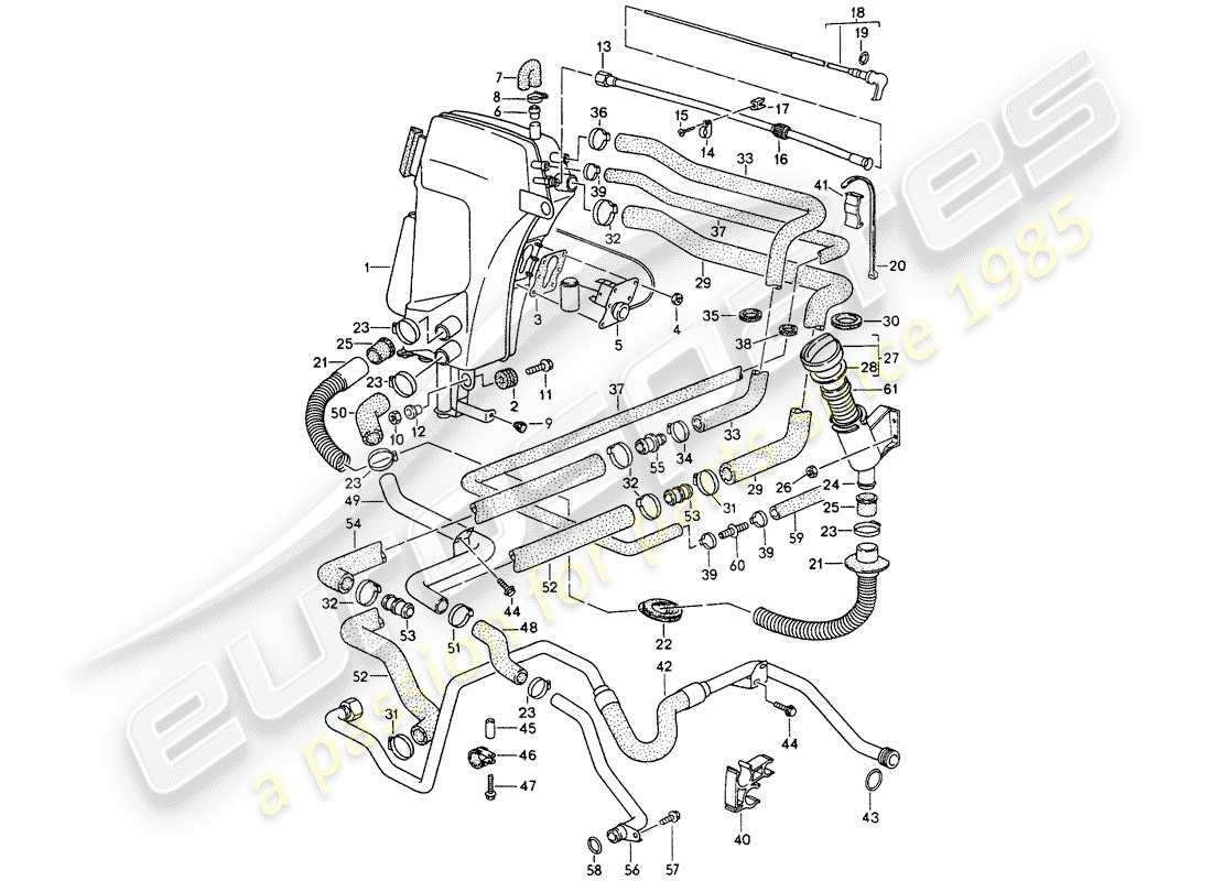 porsche 1998 (993) oil tank - lines part diagram