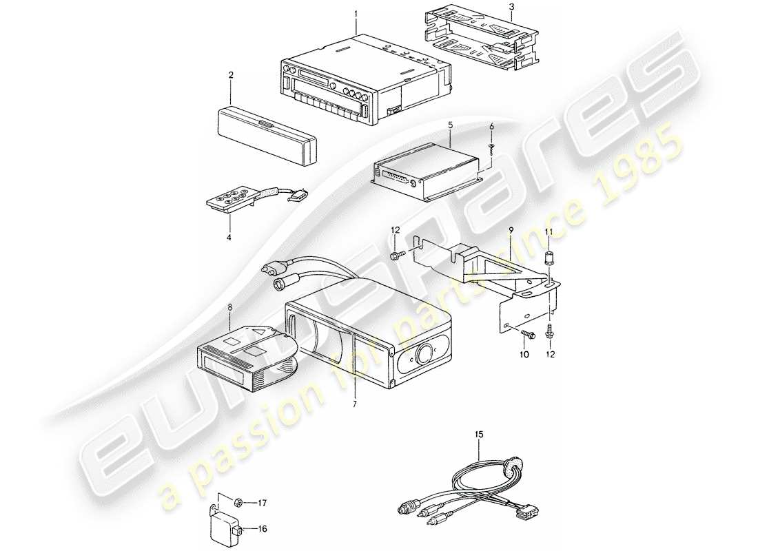 porsche 1994 (993) radio unit - amplifier - f 99-ts371 090>> - d - mj 1996>> parts diagram