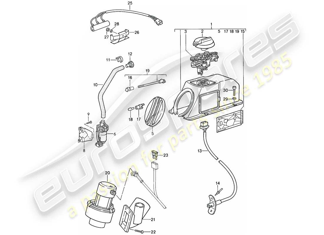 porsche 1989 (911) heater - additional blower part diagram