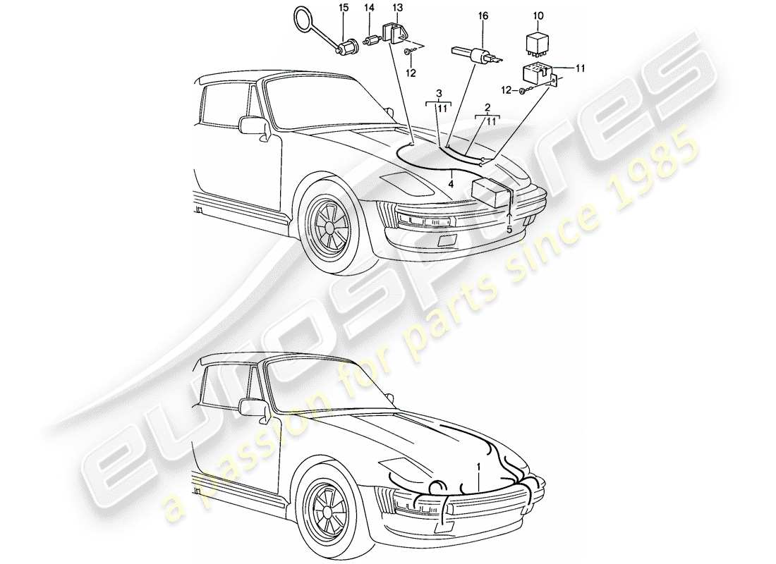 porsche 1989 (911) special model - flatnose design - wiring harnesses - relay part diagram