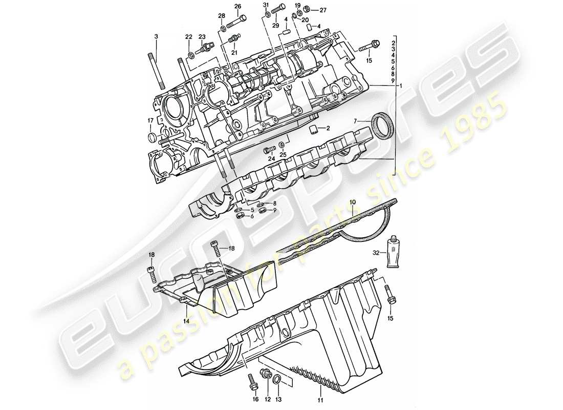 porsche 1983 (944) crankcase parts diagram