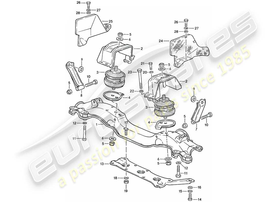 porsche 1989 (928) engine suspension parts diagram