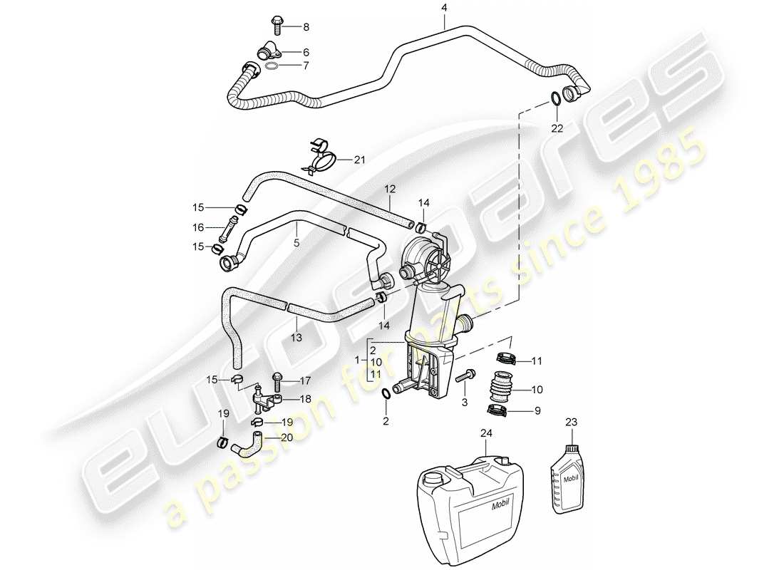 porsche 2004 (996) crankcase - oil separator part diagram